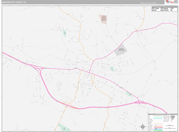 Bedford City County, VA Wall Map